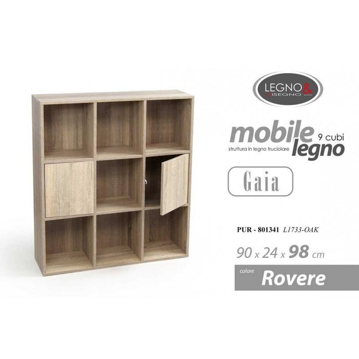 Scaffale libreria rovere cubi cm 90 x 24 x 98 h