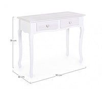 Consolle shabby in MDF due cassetti Bianca CHARELENE L 90x40x h78 cm