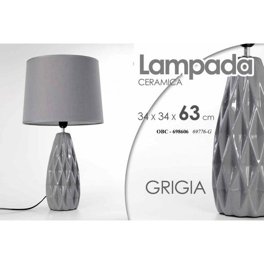 Lampada da tavolo grigio lume ceramica  cm 34 x 34 x 62.5 h