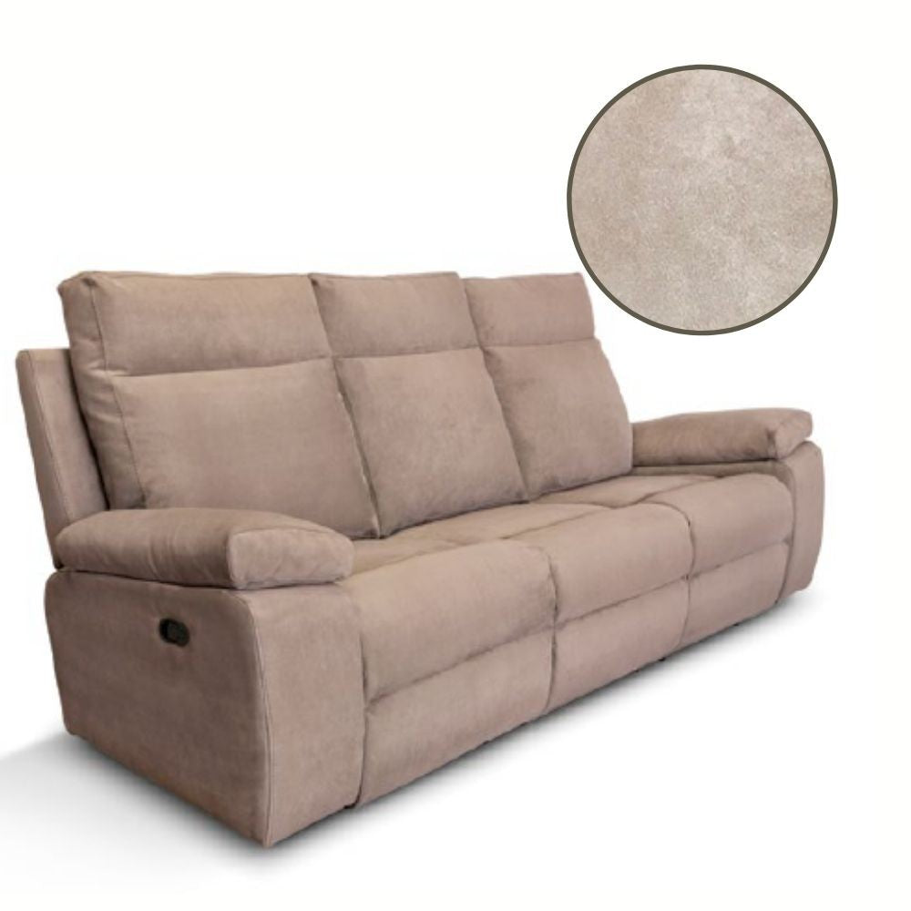 Divano Milano 3 posti 2 recliner manuali beige