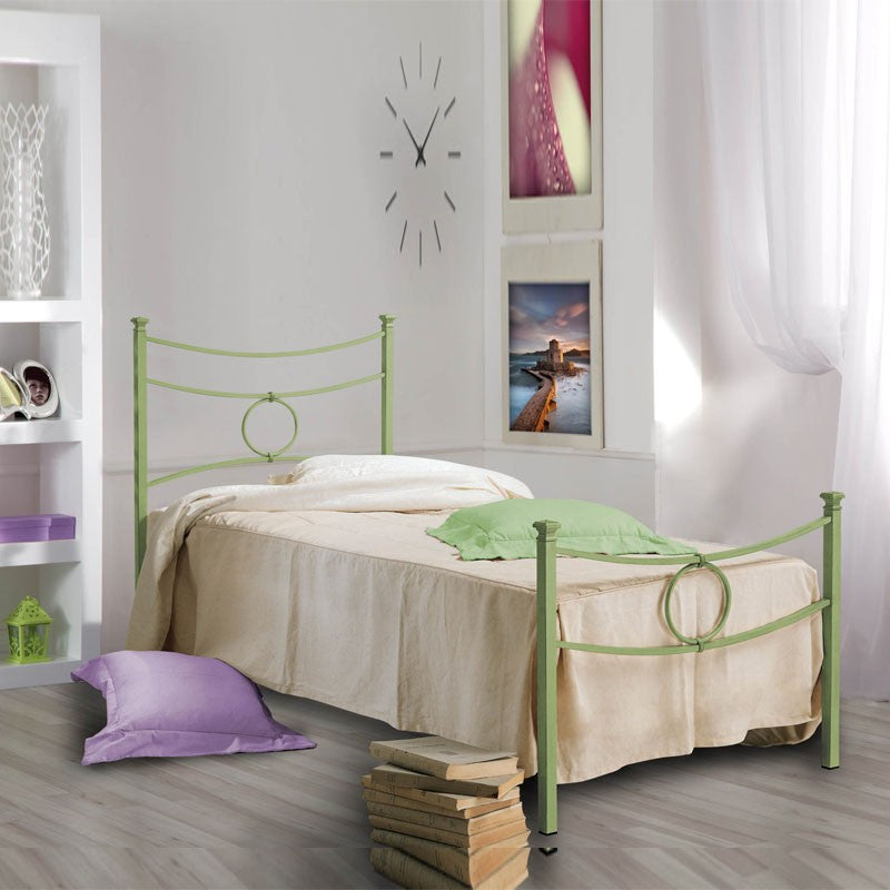 Letto in ferro singolo con pediera Verde CONCA 92x208x h117 cm