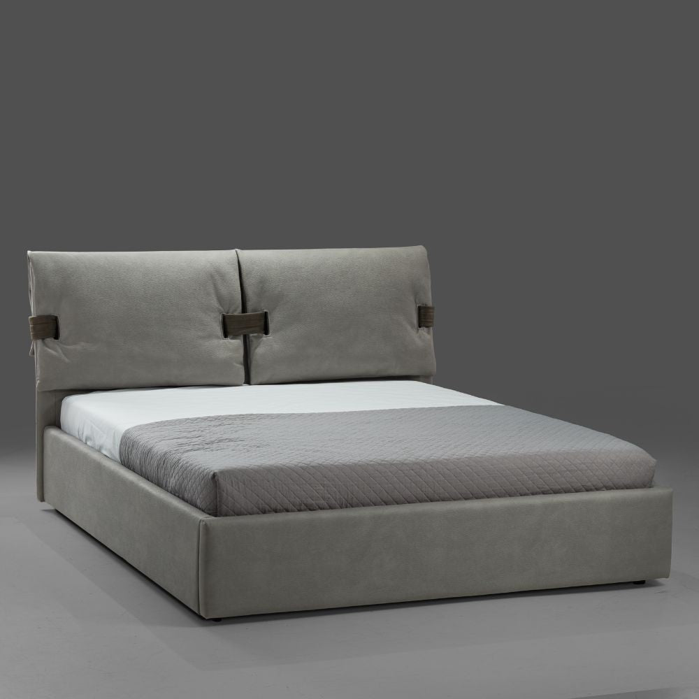 Letto matrimoniale contenitore Grenoble ecopelle grigio