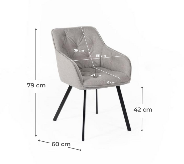 4x Sedia in tessuto 60cm x 55cm H. 79cm