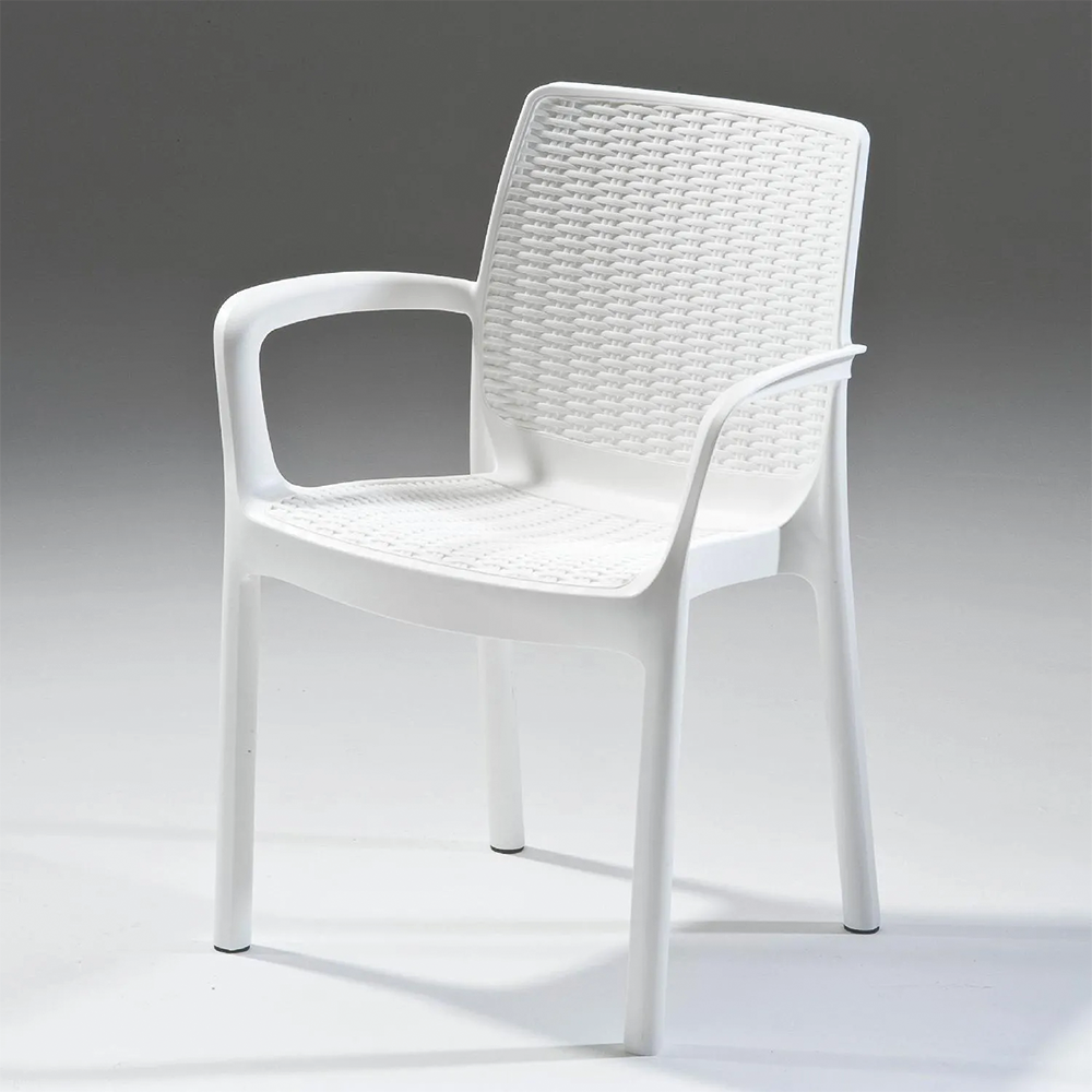 Poltrona balii in Resina Antiurto Effetto Polirattan Bianco 58x55x83 cm