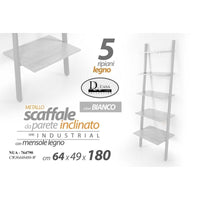 Scaffale bianco inclinato a parete industrial  cm 64 x 48 x 180h