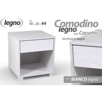 Comodino cameretta bianco cm 40 x 36 x 44  h con vano e cassetto