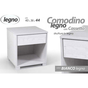 Comodino cameretta bianco cm 40 x 36 x 44  h con vano e cassetto