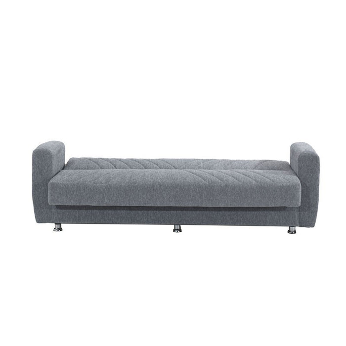 Divano letto 3 posti in tessuto grigio con contenitore 214x80xH.83 cm EFFEZ