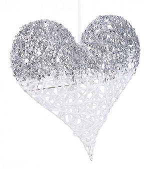 12x Pendaglio Cuore Glittery Bia