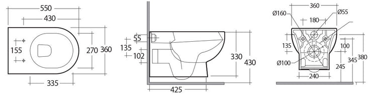 Vaso Sospeso Rimless Tonique Con Fissaggo Nascosto