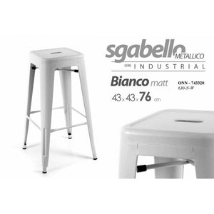 Sgabello bar stile urban metallo bianco cm 43 x 43x 76 h