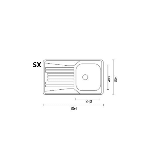 Lavello incasso acciaio inox 86x50 cm con gocciolatoio sx