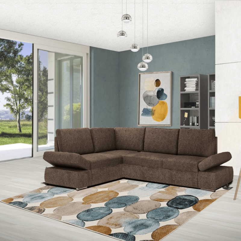 Divano angolare Siena con letto estraibile taupe 267x200x90