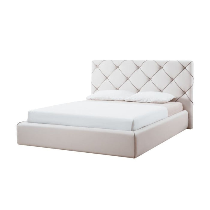 Letto contenitore testiera capitonnè ecopelle bianco  cm 188x212xh.119