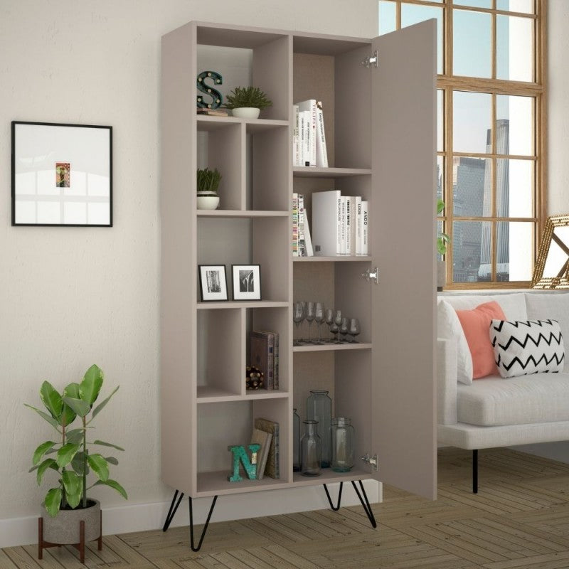 Libreria tortora con anta Jedda 80,6x29.6xh.191 cm