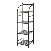 Scaffale da bagno a 4 ripiani con accessorio in metallo di colore nero, altezza 116 cm.