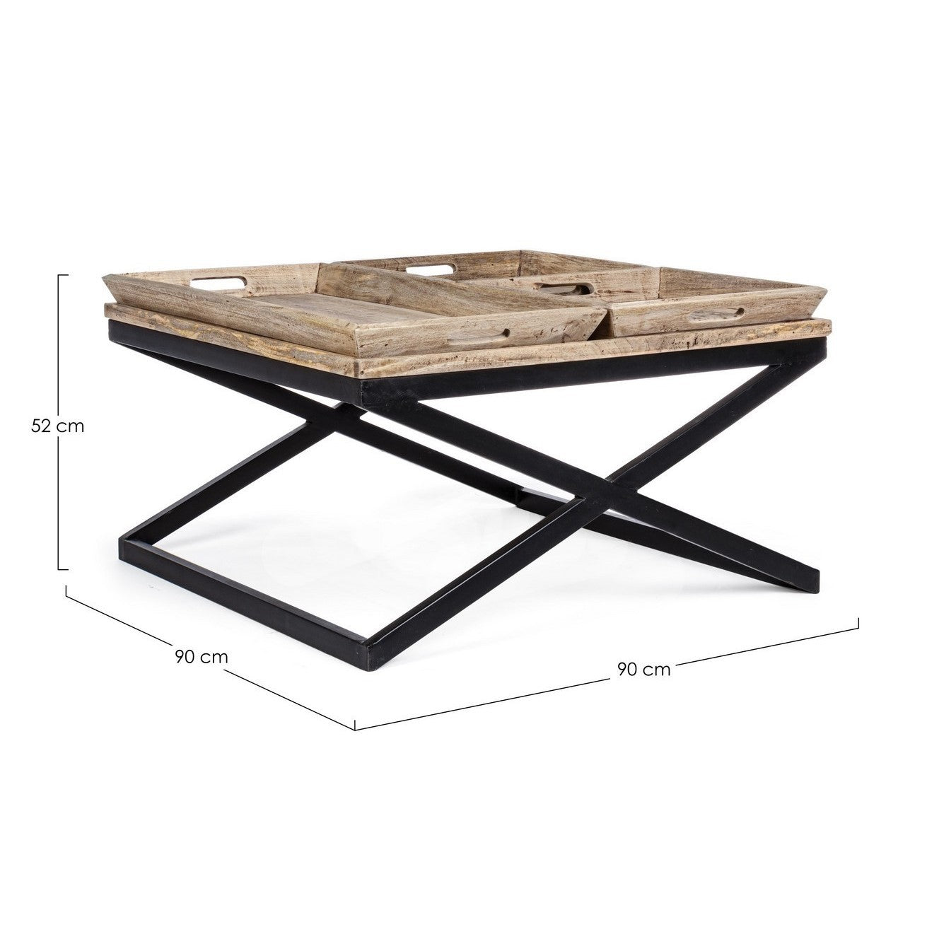 Tavolino Tray con vassoio 90x90 cm