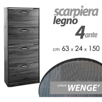 Scarpiera moderna grigia 4 ribalte slim cm 63 x 24 x 150