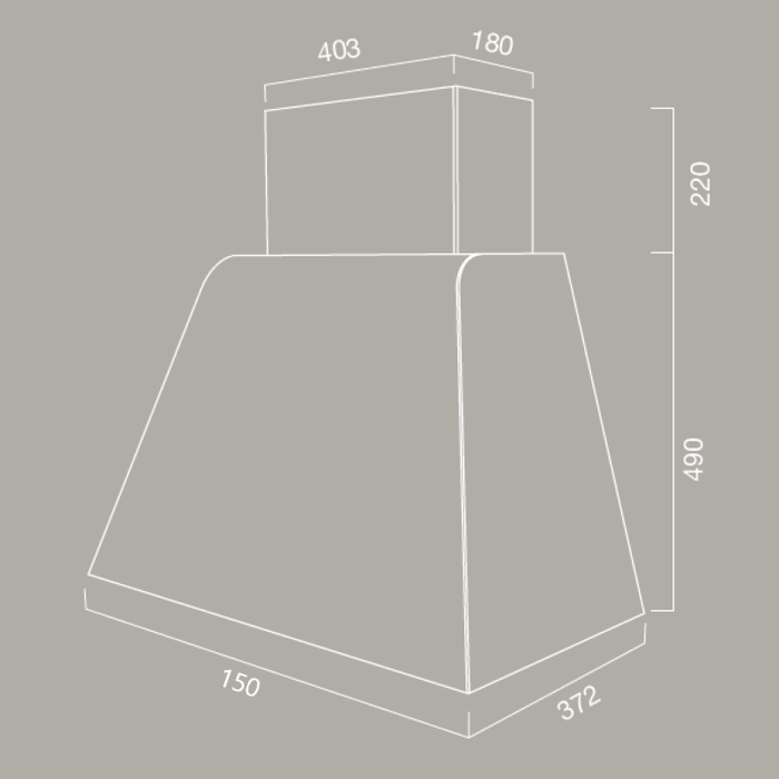 Cappa aspirante BRIO METAL in acciaio inox brunito cm 150