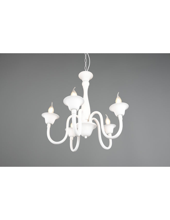 Lampadario Bianco 5 Luci Con Catena Elsa Trio Lighting