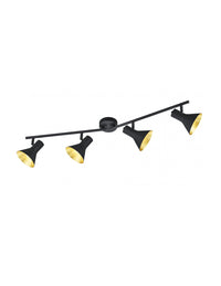 Plafoniera 4 Faretti Spot E14 Orientabili Nina Nero e Oro Trio Lighting