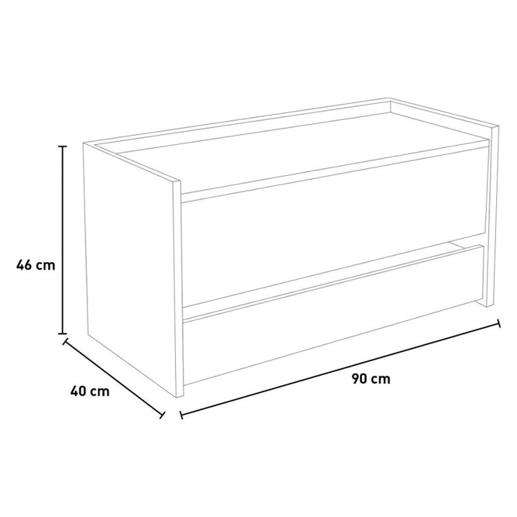 Baule Contenitore Con Chiusura Rallentata E Ampio Cassetto cemento e bianco