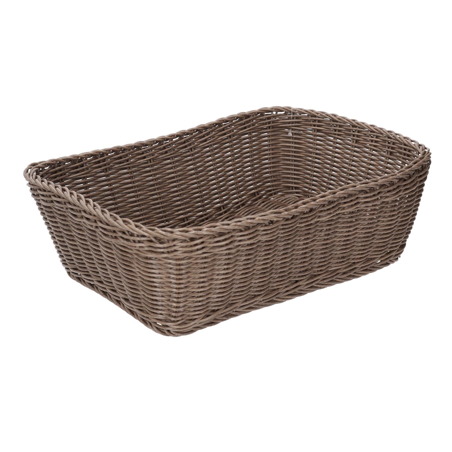 Rectangular brown polyrattan basketcm36x26h10