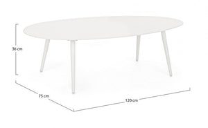 Tavolino bianco ovale in alluminio cm 120x75