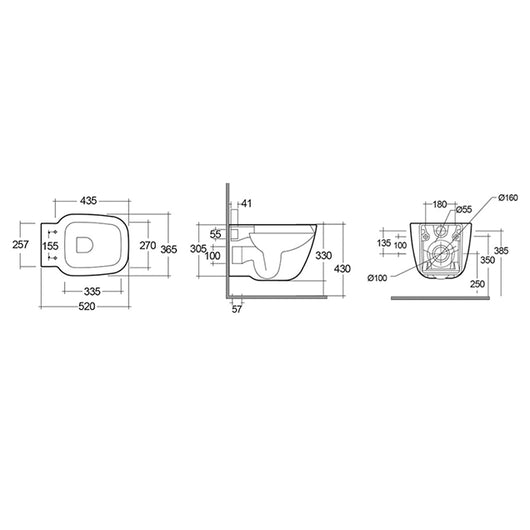 Vaso Sospeso Rimless One Fissaggio Nascosto