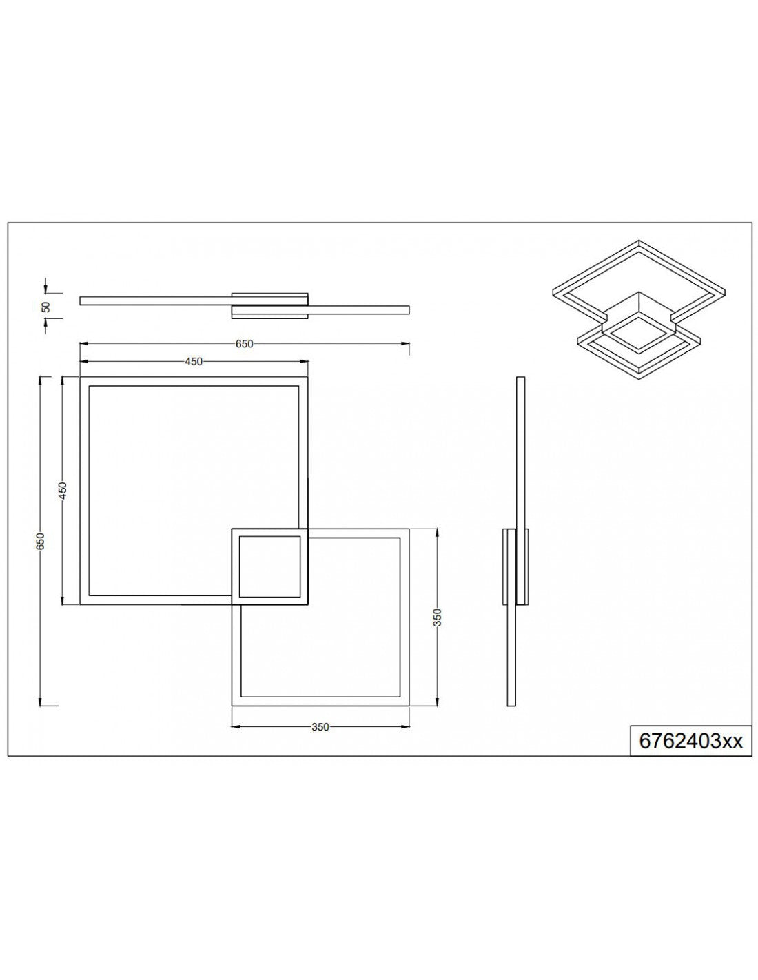 Plafoniera Hydra Design Quadrati Bianco Led 4000k Trio Lighting