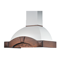 Cappa cucina rustica bianca GAIA MAX con cornice in legno intarsio colore tabacco cm 90