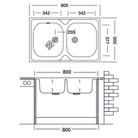 Lavello da cucina due vasche in acciaio inox da appoggio 50x80 cm EFFEZ