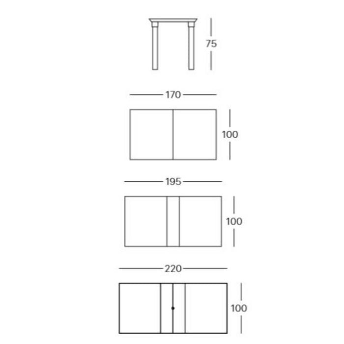 Tavolo allungabile da esterno lino 170x100x75H cm PER3 Scab