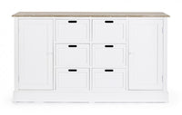 Credenza Dorotea 2 ante 4 cassetti in legno nobilitato bianco