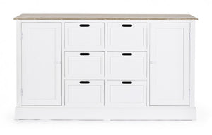 Credenza Dorotea 2 ante 4 cassetti in legno nobilitato bianco