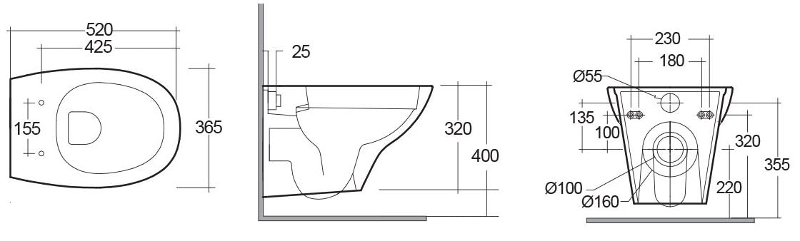 Vaso sospeso rimless Morning