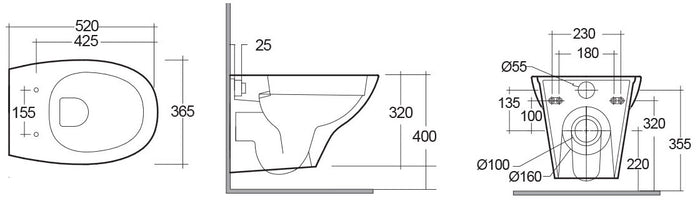 Vaso sospeso rimless Morning