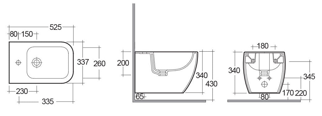 Bidet sospeso con fissaggio nascosto e rubinetto