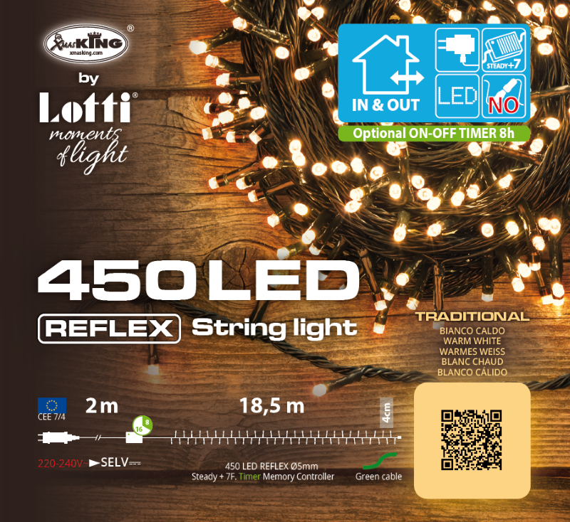 Catena lineare 450 LED Traditional 18,5m