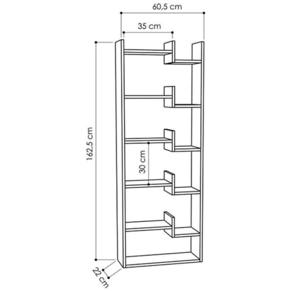 Libreria Oppa antracite bianco 60x162