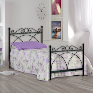 Letto in ferro singolo con pediera  SABRINA Nero 92x208x h128 cm