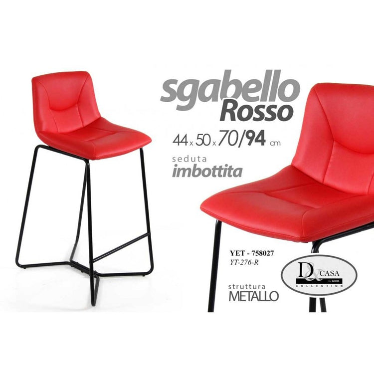 Sgabello bar rosso design penisola ecopelle cm 44 x 50 x 70 h