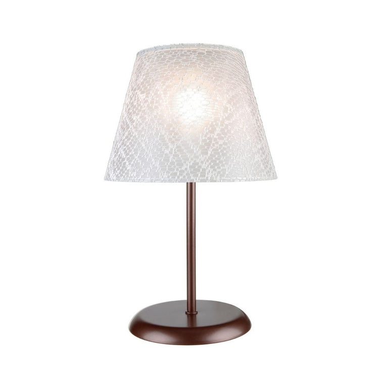 Lampada da tavolo Elva MNG3065 in metallo e paralume tessuto ricamo EFFEZ