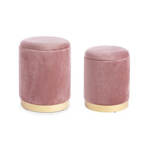 Set da 2 Pouf in velluto con contenitore Rosa Antico POLINA