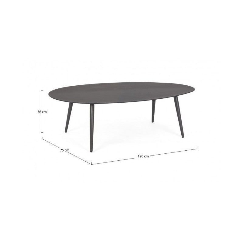 Tavolino per esterno in alluminio Antracite RIDLEY 120x75x h36 cm