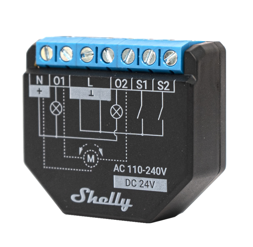 Shelly 2PM PLUS - Relè wifi e Bluetooth a 2 canali Automatizzazione di tende Tapparelle Luci Controllo consumi 