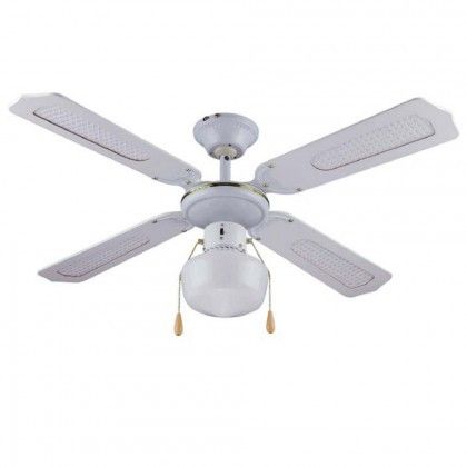 Ventilatore da soffitto 4 Pale 1  Luce D.105 cm 50w colore BIANCO DA54012