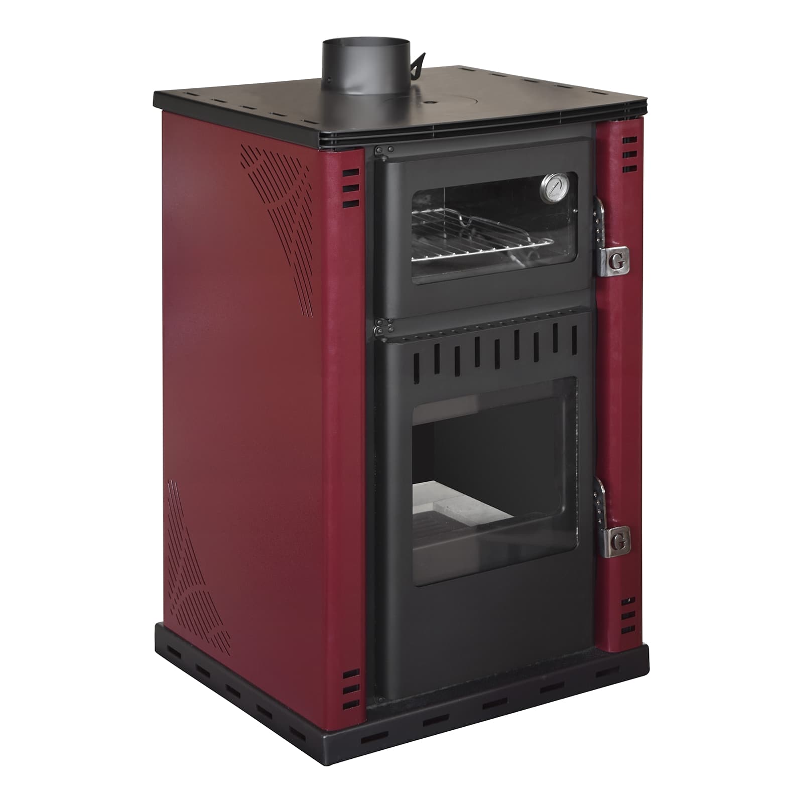 Stufa A Legna Con Forno 27,6Kw Termostufa boiler 38lt Elsa Rossa