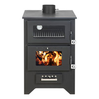 Stufa a Legna con Forno 14,6 KW 50,5x58,5xH90,5 cm Silvia Nera