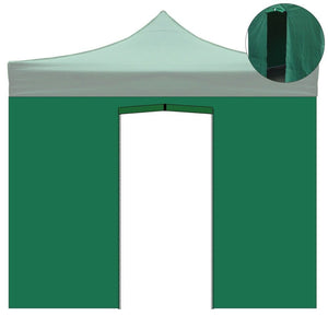 Telo laterale 3x2m verde impermeabile con porta avvolgibile per gazebo richiudibile 3x3mt